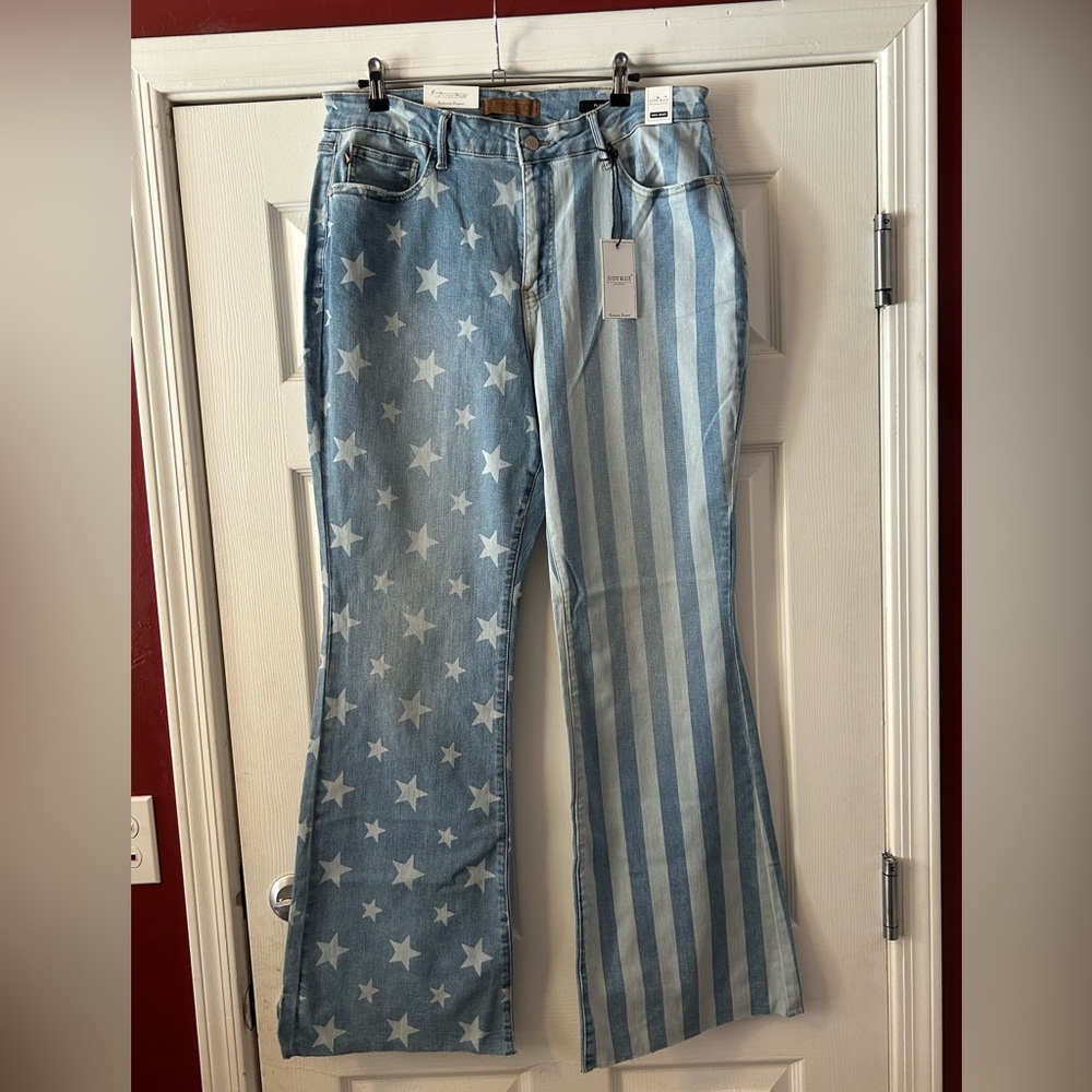 Judy Blue Flag Flare Jeans 18W – Stars & Stripes Western Denim 🇺🇸